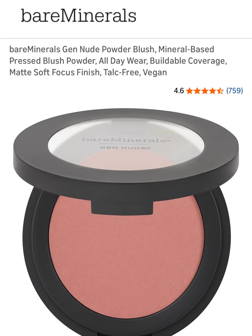 FREE in bundle NWT bareMinerals Gen Nude Blush — Warm Rose - Picture 5 of 5